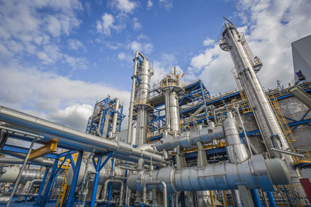 inside oil refinery